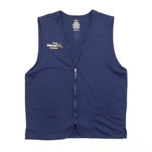 Proud Walmart Associate Adult Small Employee Uniform Vest Zip Blue Polyester